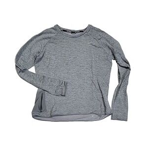 Nike Running Dri-Fit Heathered Gray Thumb Holes Waffle Thermal Shirt Women Large
